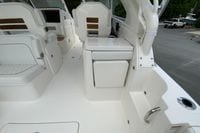 2026 Pursuit DC 286 Dual Console boat interior with white seating and sleek design.
