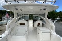 2026 Pursuit DC 286 Dual Console boat interior with seating and storage.