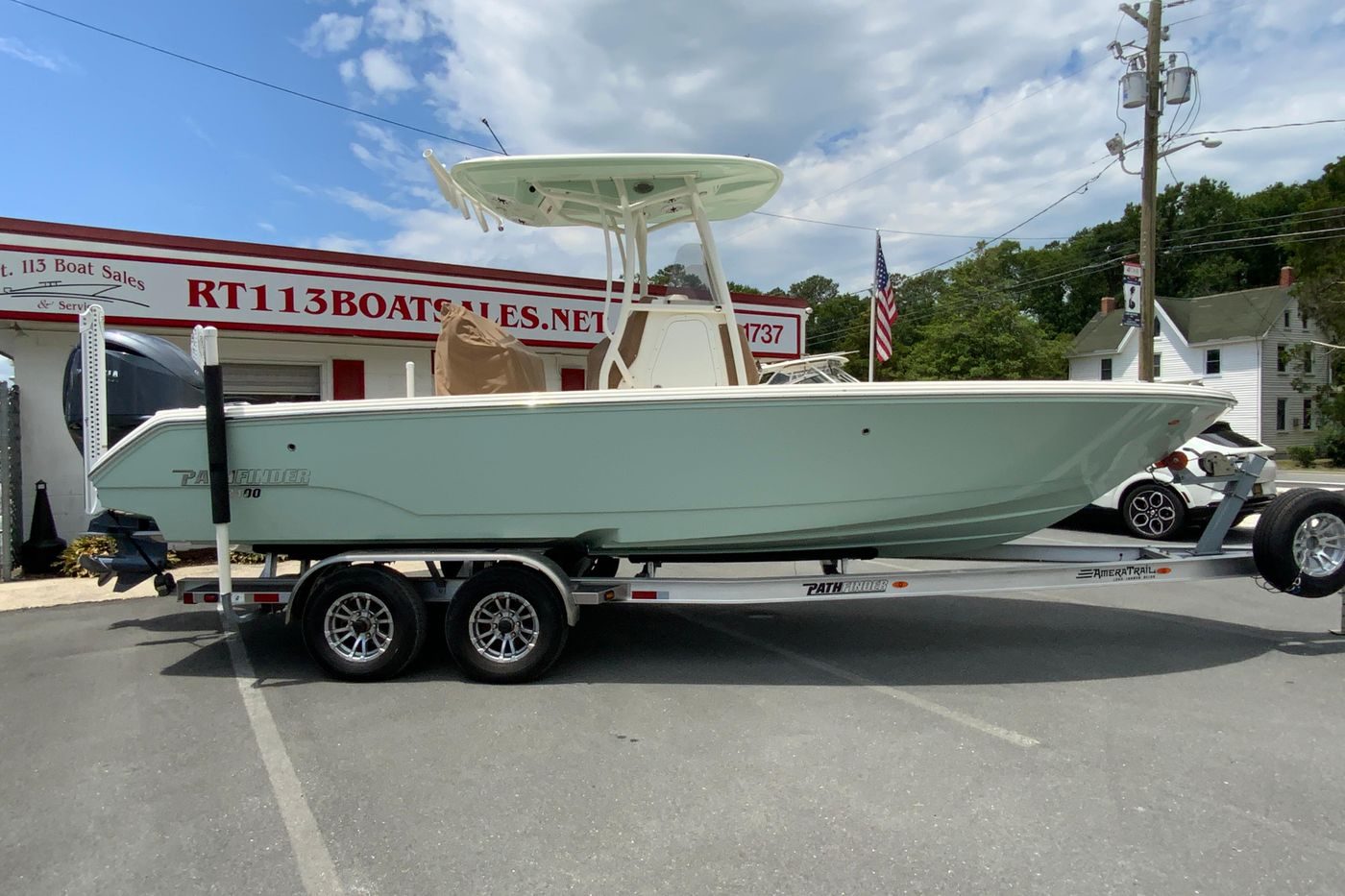 2023 Pathfinder 2400 TRS boat on trailer at RT113 Boat Sales dealership.
