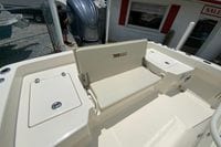 2023 Pathfinder 2400 TRS boat interior with seating and storage compartments.