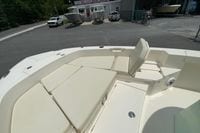 2023 Pathfinder 2400 TRS boat interior with cushioned seating and storage compartments.