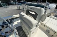 2025 Pathfinder 2600 TRS boat interior with premium seating and steering wheel.