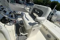2025 Pathfinder 2600 TRS boat interior with steering wheel and seating.