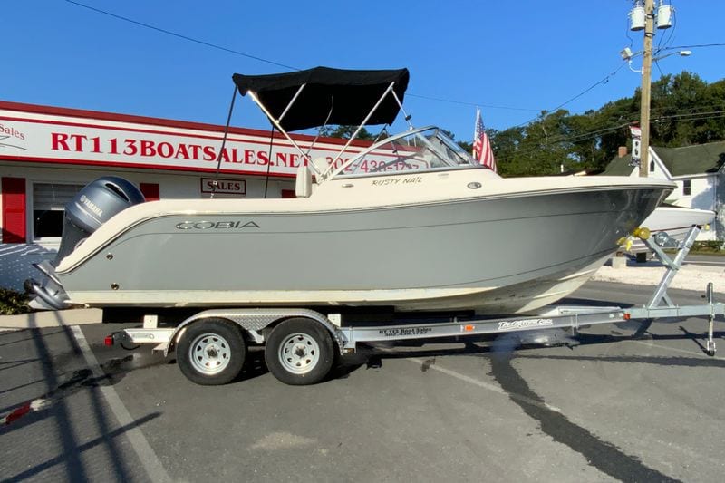 2021 Cobia 220 Dual Console boat on trailer at RT113 Boat Sales.