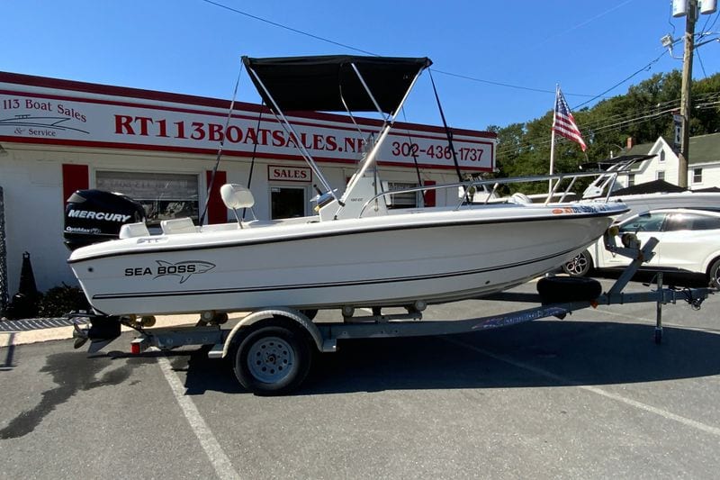2008 Sea Boss 190 Center Console boat on trailer at RT113 Boat Sales.
