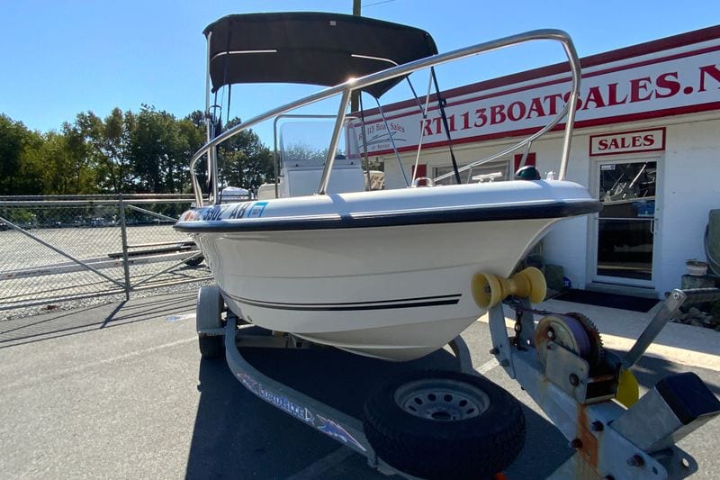 2008 Sea Boss 190 Center Console boat on trailer at sales lot.