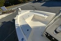 2013 Pathfinder 2200 TRS boat deck with storage compartments and trolling motor.