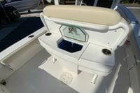 2017 Everglades 253 Center Console boat interior with seating and storage features.