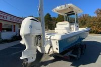 2017 Everglades 253 Center Console boat with Yamaha engine on trailer.