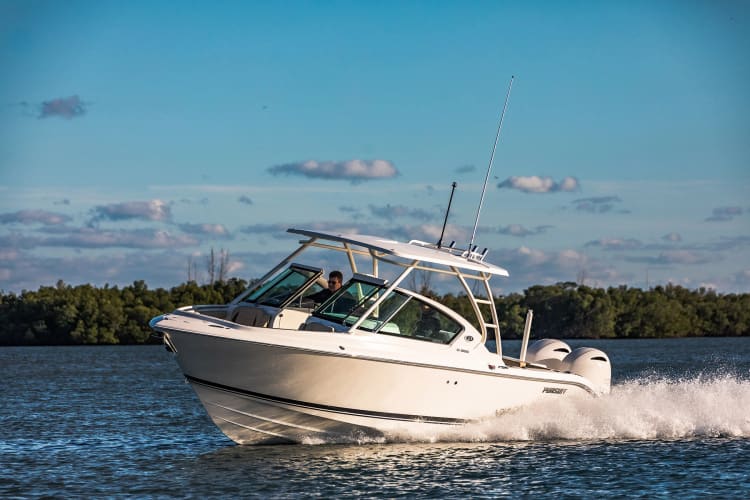 A Pursuit dual console on the water
